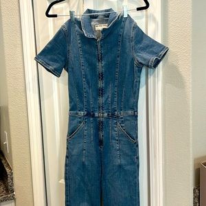 We The Free Jean jumpsuit with zip front.